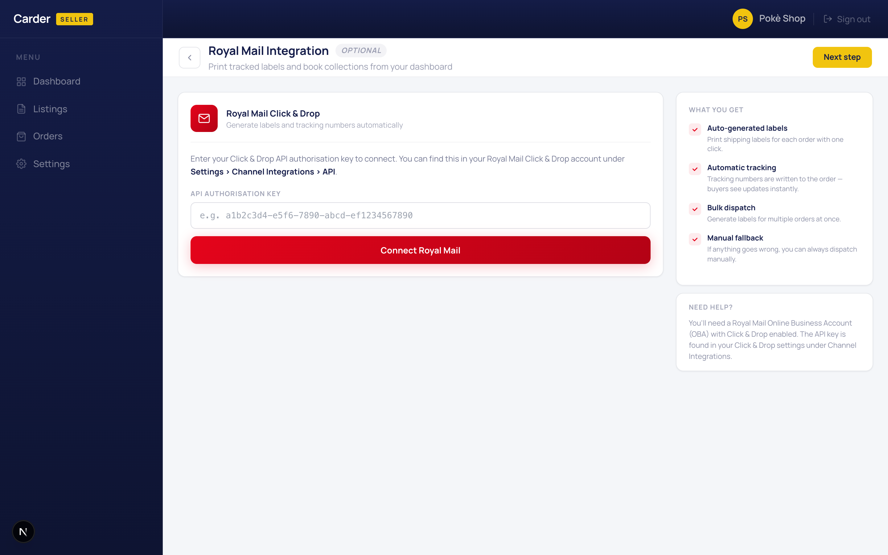 Royal Mail Click & Drop integration